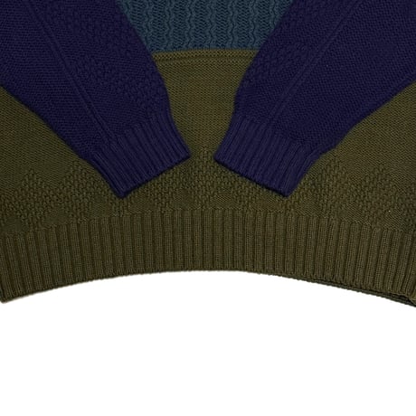 【USED】90's Eddie Bauer Oversized 3-Panel Textured Cotton Knit Sweater