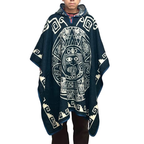 【USED】00'S DAKY NATIVE TREASURE KNIT PONCHO
