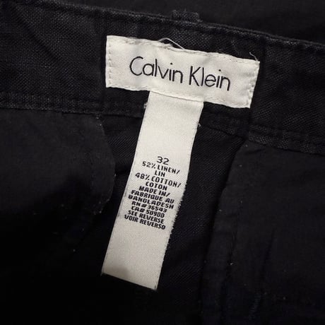 【USED】00's Calvin Klein COTTON LINEN 6-POCKET SHORTS BLACK