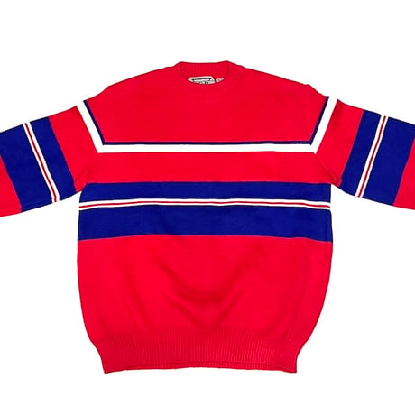 【USED】90'S B.S.R. ACRYLIC LINE KNIT SWEATER