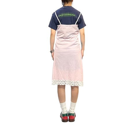 【USED】60's Perlon LINGERIE SLIP DRESS BABY PINK