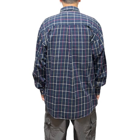 【USED】90'S BURBERRYS NAVY CHECK B.D SHIRT MADE IN ENGLAND