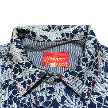 【USED】90'S  VIVIENNE WESTWOOD LACE PRINT DENIM JACKET