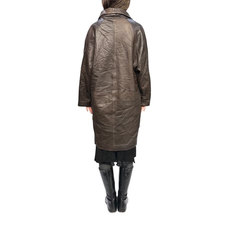 【USED】80's Vision Asymmetric High-Neck Leather Coat Sheep Nappa