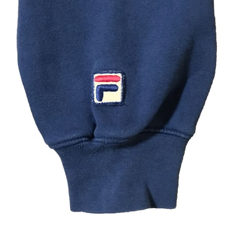 【USED】90'S FILA EMBROIDERY HOODIE NAVY