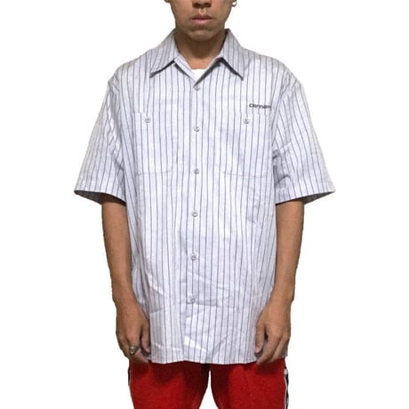 【USED】CARHARTT S/S STRIPE WORK SHIRT