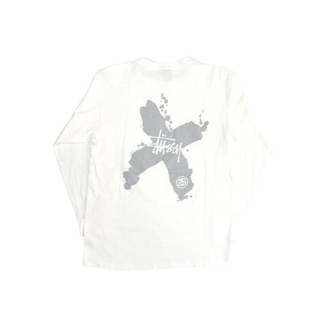 【USED】90'S STUSSY SPLASH "X" L/S T-SHIRT WHITE