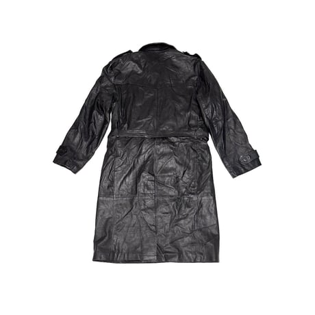【USED】80's C&A GOAT LEATHER TRENCH COAT BLACK