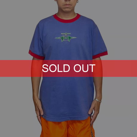 【USED】90's-00's PVC Patch Rave Ringer T-shirt