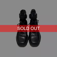 【USED】00's miu miu Leather & Canvas Square Toe Hybrid Utility Boots Black