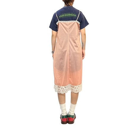 【USED】70's IMEC LINGERIE SLIP DRESS PINK ORANGE