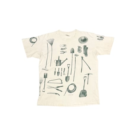 【USED】90's rel-e-vant Gardening Gear All Over Print T-shirt