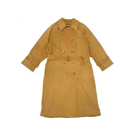 【USED】90's French Burberrys Trench Coat Camel with Nova Check Lining