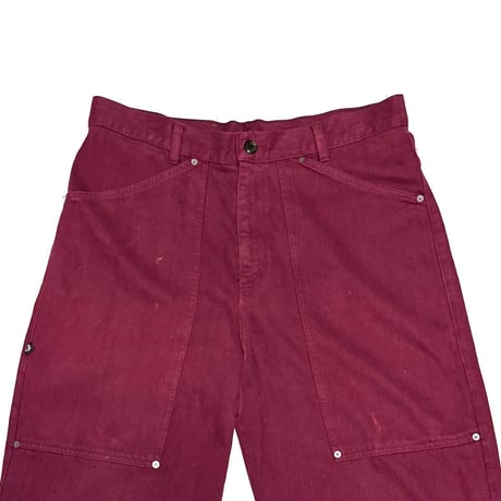 【USED】80's-90's AIRWALK Super Baggy Work Pants Wine Red Made in USA