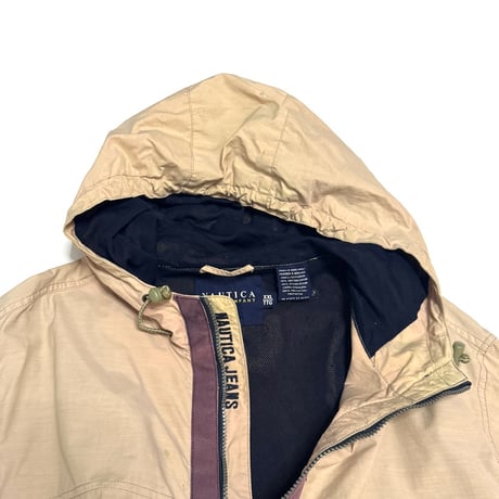 【USED】00’s NAUTICA JEANS Sand Beige Oversized Hooded Jacket