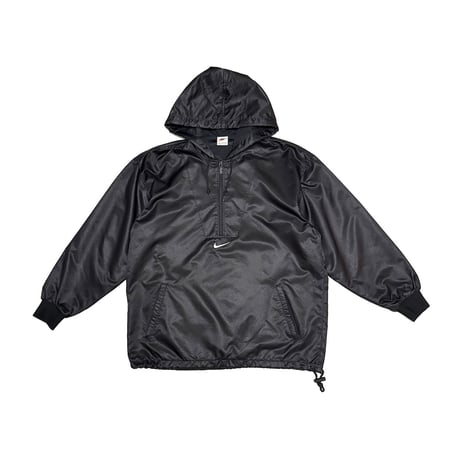 【USED】90's-00's NIKE Center Swoosh Nylon Anorak Hoodie Black