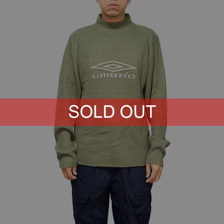 【USED】00'S UMBRO HI-NECK RIB KNIT SWEATER
