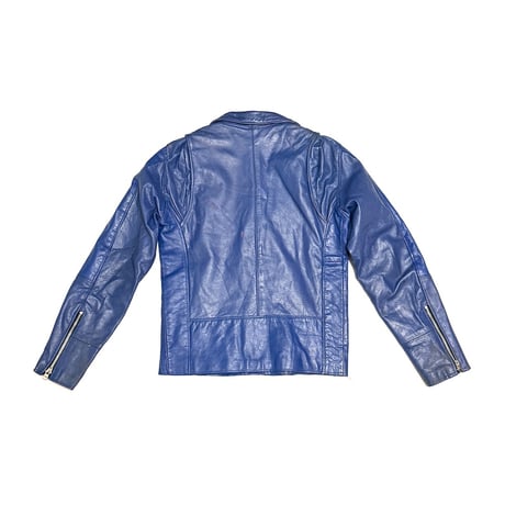 【USED】90's Blue Leather Compact Double Riders Jacket