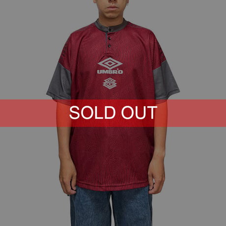 【USED】90'S OLD UMBRO HENLEY NECK FOOTBALL SHIRT