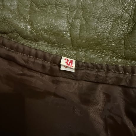 【USED】90's Faded Khaki Leather Compact Double Riders Jacket