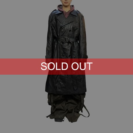 【USED】80's C&A GOAT LEATHER TRENCH COAT BLACK