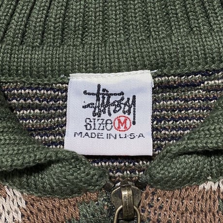【USED】90'S STUSSY CAMO KNIT SWEATER