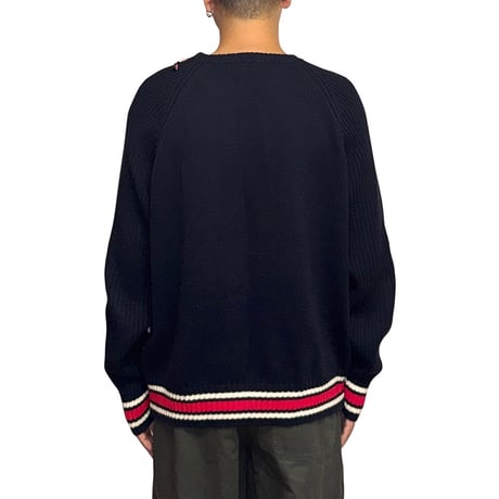 【USED】00's Sergio Tacchini Line-Rib Sports Knit with Shoulder Zip