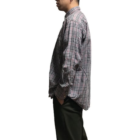 【USED】90'S BURBERRYS GRAY NOVA CHECK B.D SHIRT