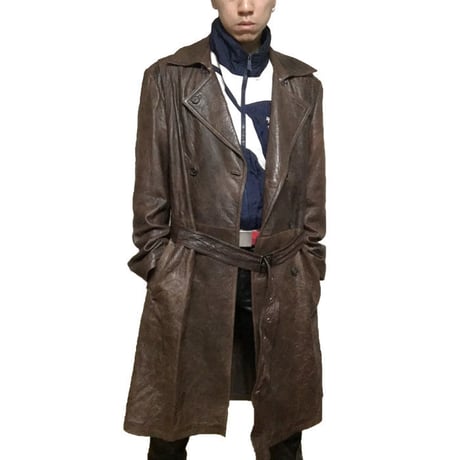 【USED】ITALIAN LEATHER COAT BROWN