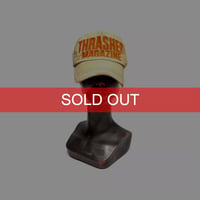 【USED】00's Thrasher Magazine Distressed Brim Embroidered Cap Washed Sand Beige