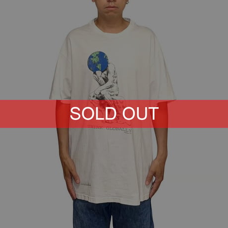 【USED】90's Human-i-Tees THINK GLOBALLY T-SHIRT