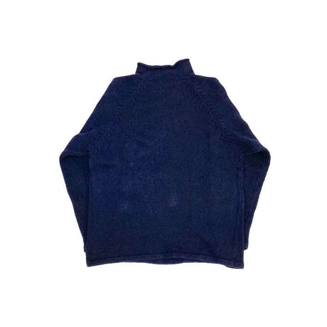 【USED】90'S-00'S J.CREW COTTON KNIT ROLL NECK SWEATER NAVY