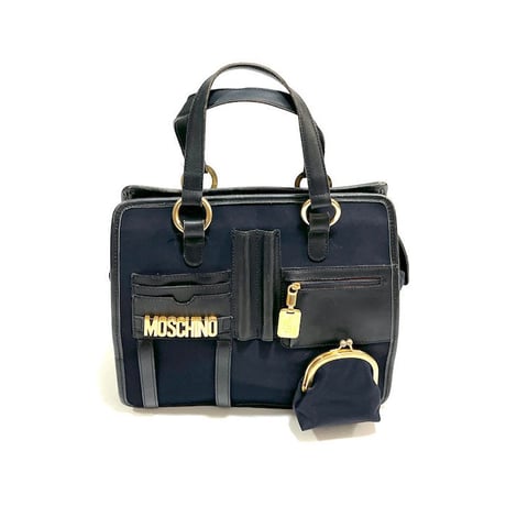 【USED】90'S MOSCHINO × REDWALL NYLON LEATHER MULTIPOCKET SATCHEL BAG