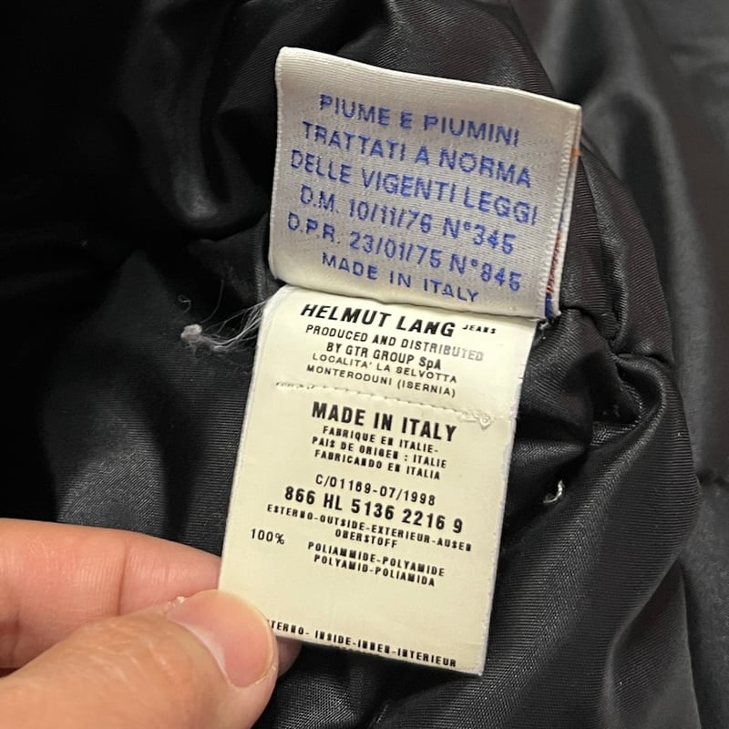 USED】Helmut Lang 1998AW MINARDI GOOSE DOWN JAC USED】Helmut Lang 1998AW MINARDI GOOSE DOWN JAC