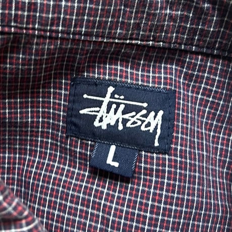 【USED】90's STUSSY CHECK CUBA SHIRT