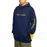 【USED】00's UMBRO AUTHENTIC Logo Hoodie Navy × Yellow
