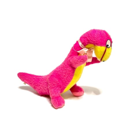 【USED】80's PINK DINOSAUR STUFFED TOY
