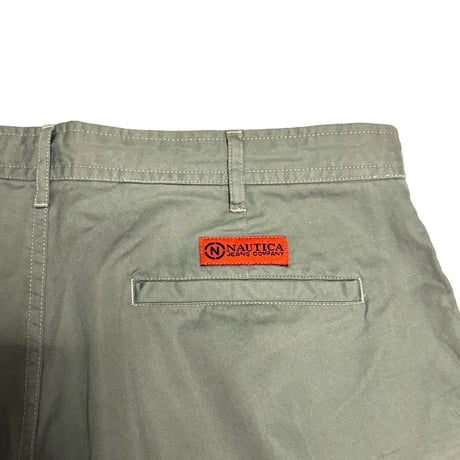 【USED】00's NAUTICA JEANS COMPANY Cotton Cargo Shorts Olive Gray