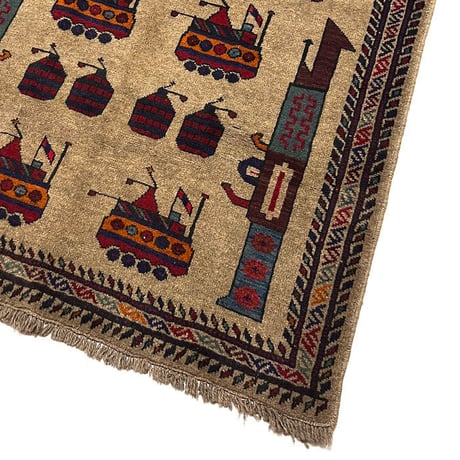 【USED】90'S-00'S HANDMADE AFGHAN WAR RUG ⑨