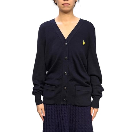 【USED】80's Lyle & Scott Scottish Lambswool Cardigan Navy