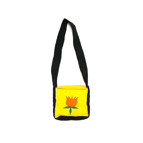 【USED】90's NEPAL BUDDHA EYE × LOTUS EMBROIDERED SHOULDER BAG BLACK/YELLOW
