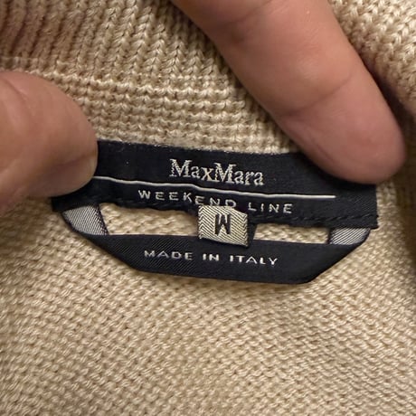 【USED】2010's Max Mara Weekend Line Collared Knit Cardigan Beige