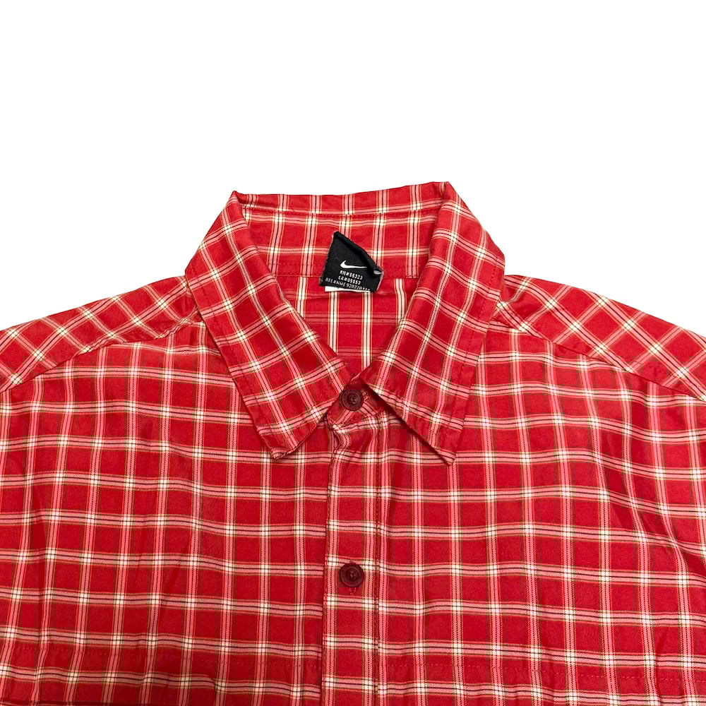 USED】00's NIKE ACG Plaid DRI-FIT Half Sleeve S