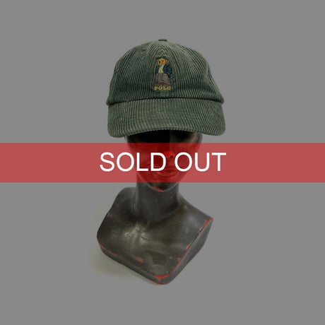 【USED】90'S POLO SPORT RALPH LAUREN POLO BEAR CORDUROY CAP