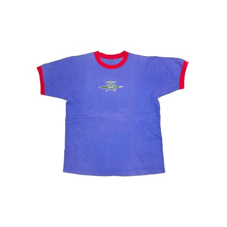 【USED】90's-00's PVC Patch Rave Ringer T-shirt