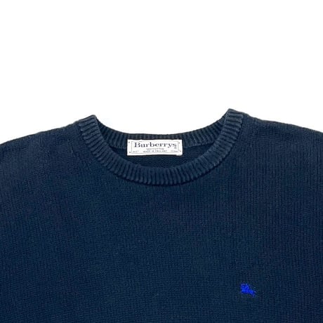 【USED】90'S BURBERRYS COTTON KNIT SWEATER NAVY