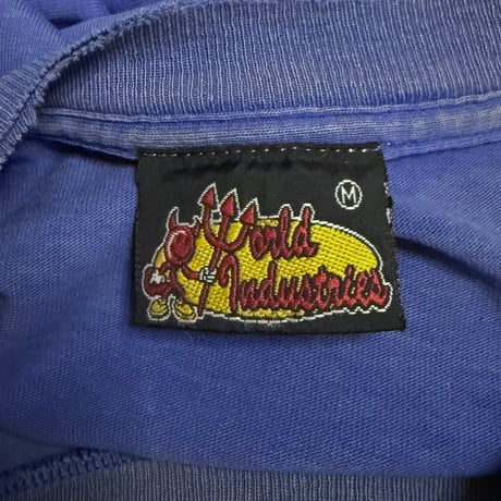 【USED】90's-00's World Industries Devil Logo Skate T-shirt Fade Blue