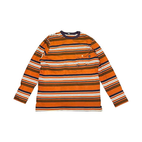 【USED】90's STUSSY POCKET  BORDER L/S T-SHIRT