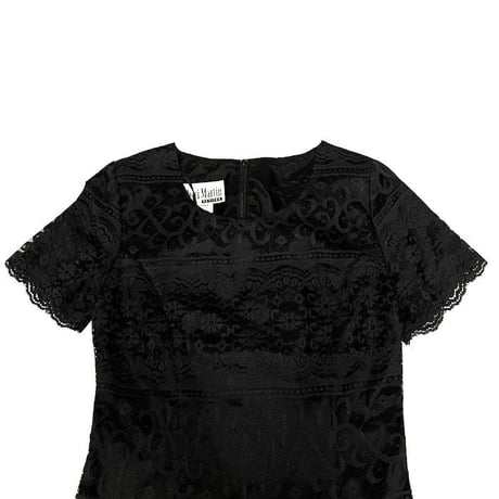 【USED】70'S Sheri Martin BLACK LACE DRESS