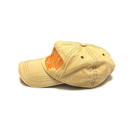 【USED】00's Thrasher Magazine Distressed Brim Embroidered Cap Washed Sand Beige
